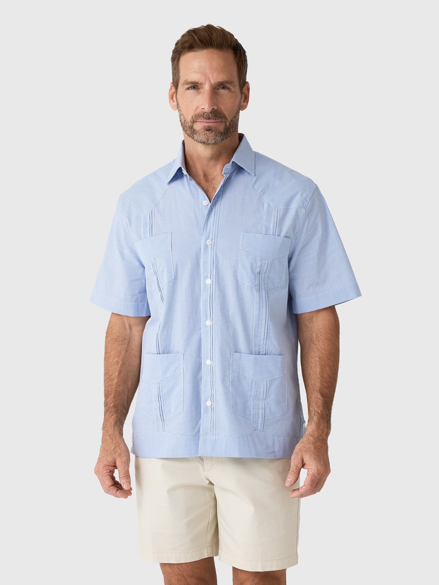 Centuria Men's Short Sleeve Gingham Guayabera Shirt - Saint Bernard