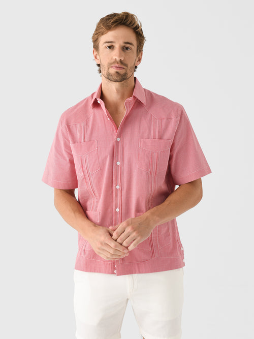 Centuria Men's Short Sleeve Gingham Guayabera Shirt