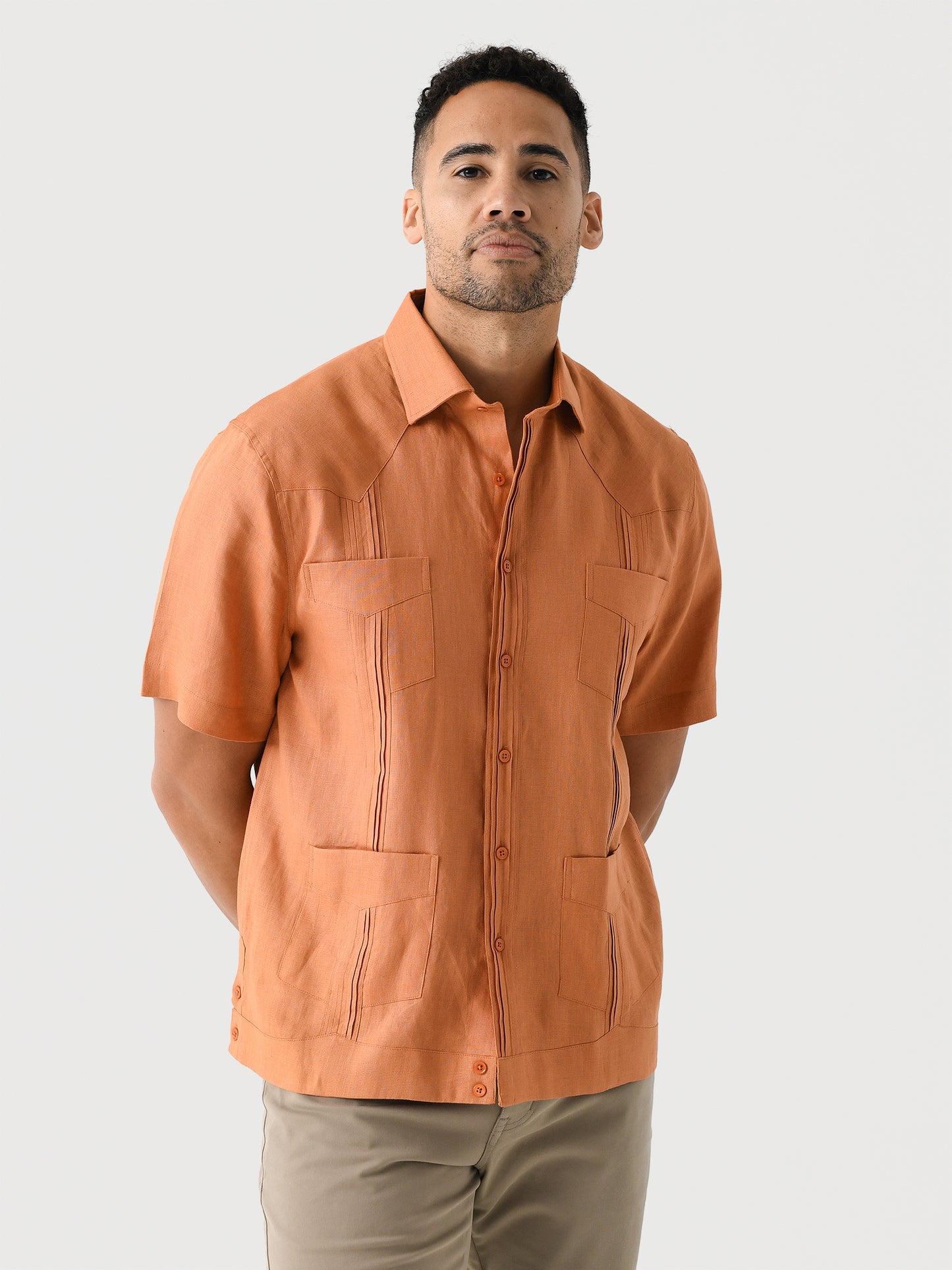 Centuria Men's Short Sleeve Linen Guayabera Shirt - Saint Bernard