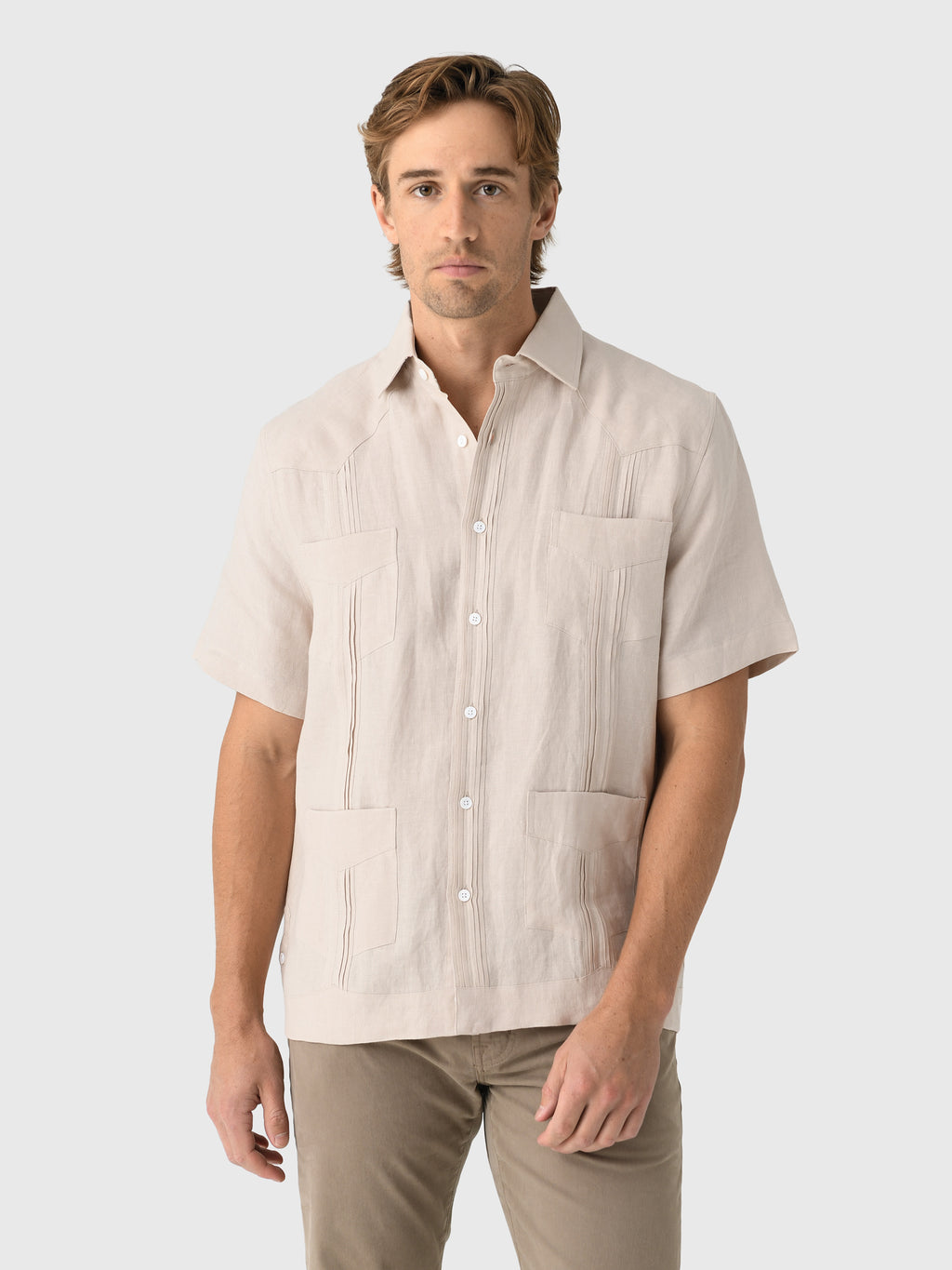 Centuria Men's Short Sleeve Linen Guayabera Shirt - Saint Bernard