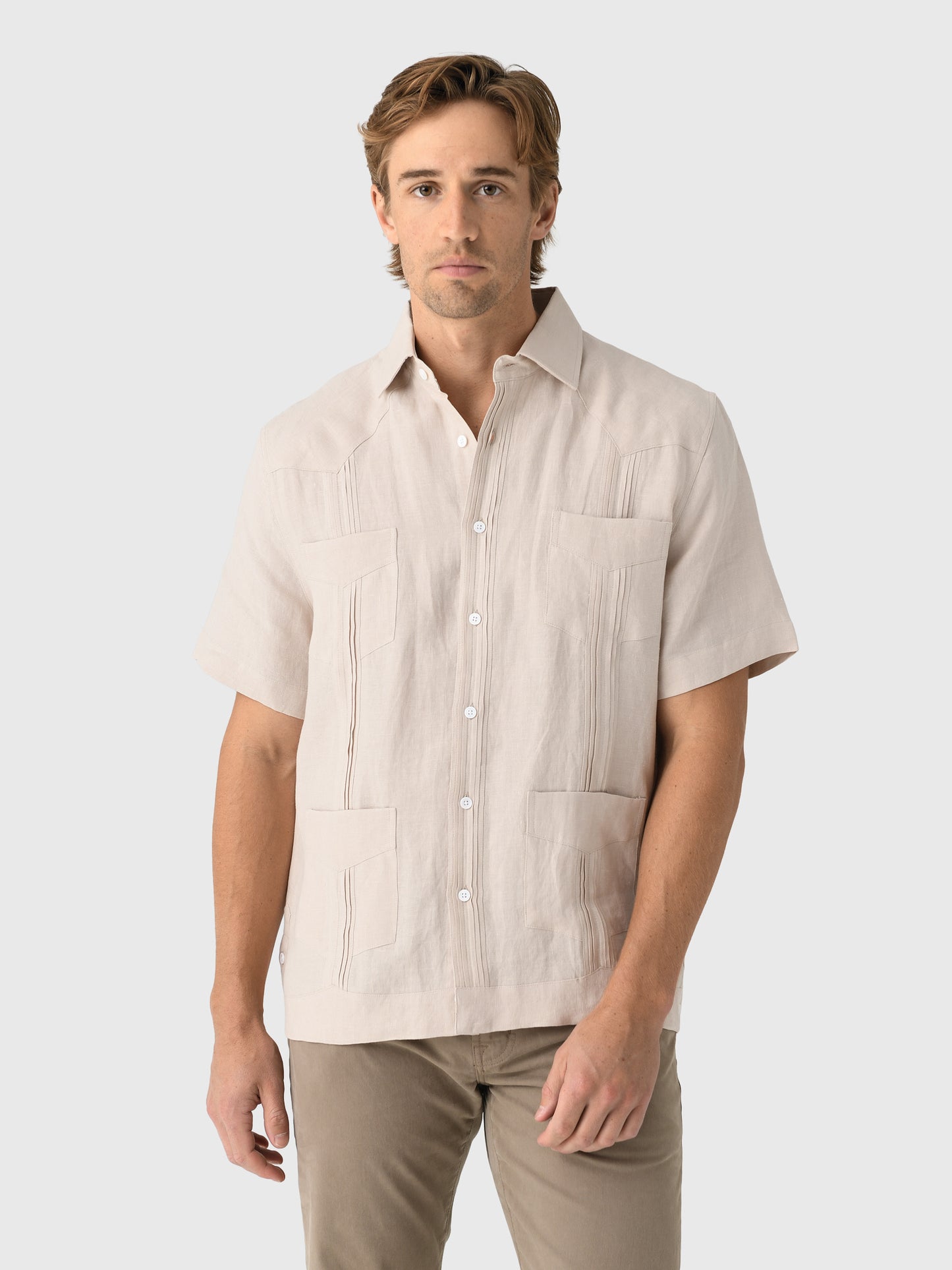 Centuria Men's Short Sleeve Linen Guayabera Shirt - Saint Bernard