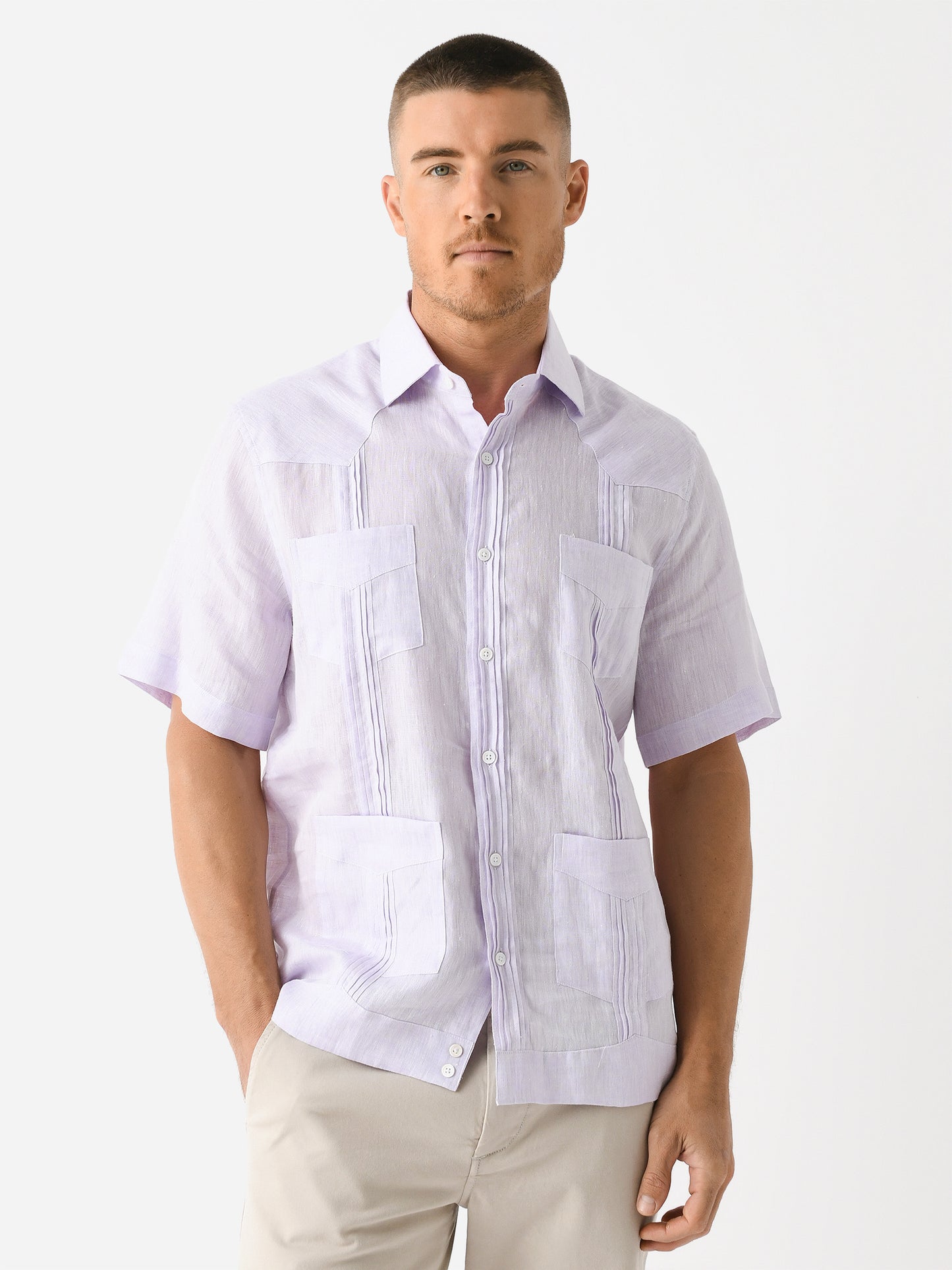 Centuria Men's Short Sleeve Linen Guayabera Shirt - Saint Bernard