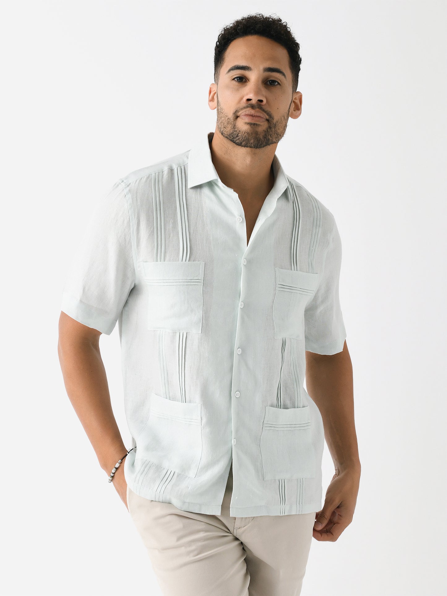 Centuria Men's Short Sleeve Linen Guayabera Shirt - Saint Bernard