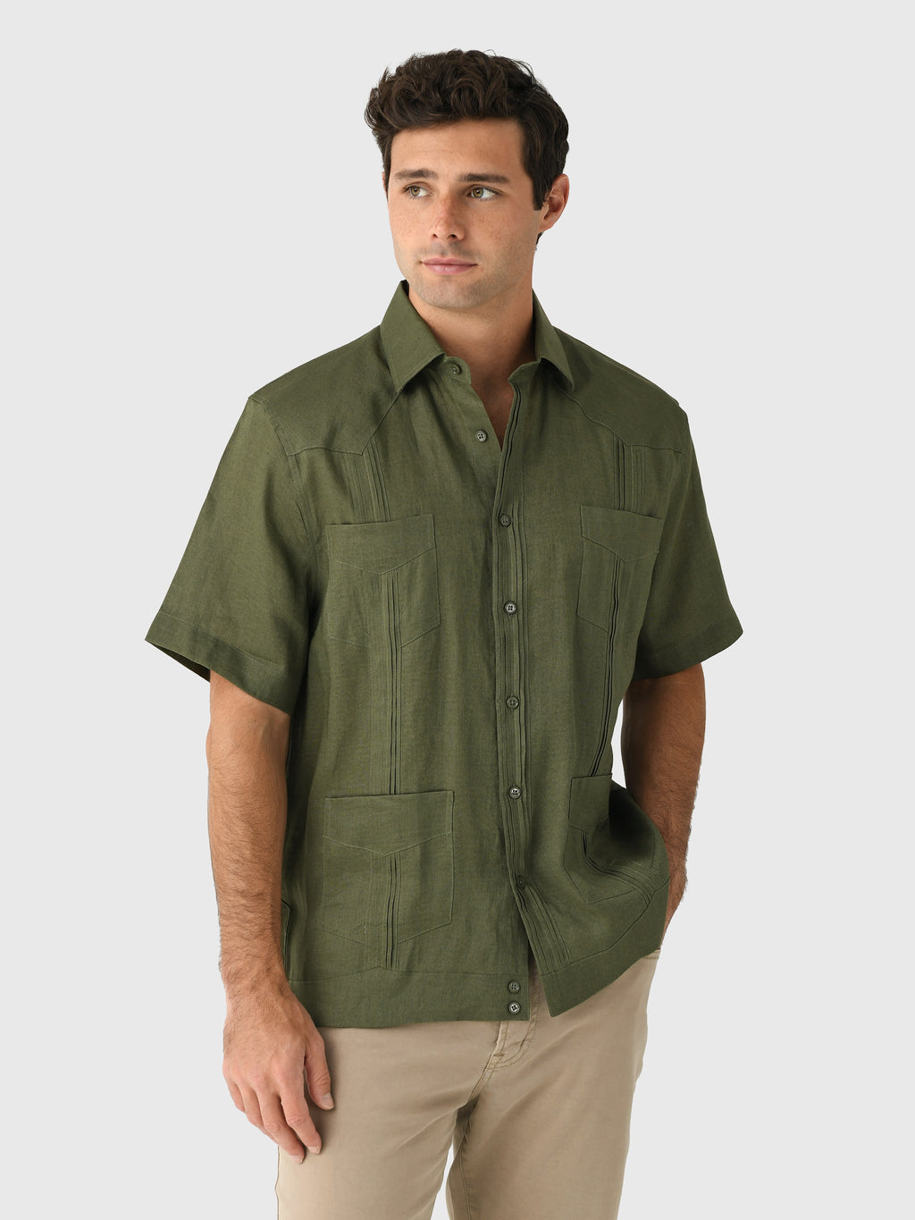 Centuria Men's Short Sleeve Linen Guayabera Shirt - Saint Bernard