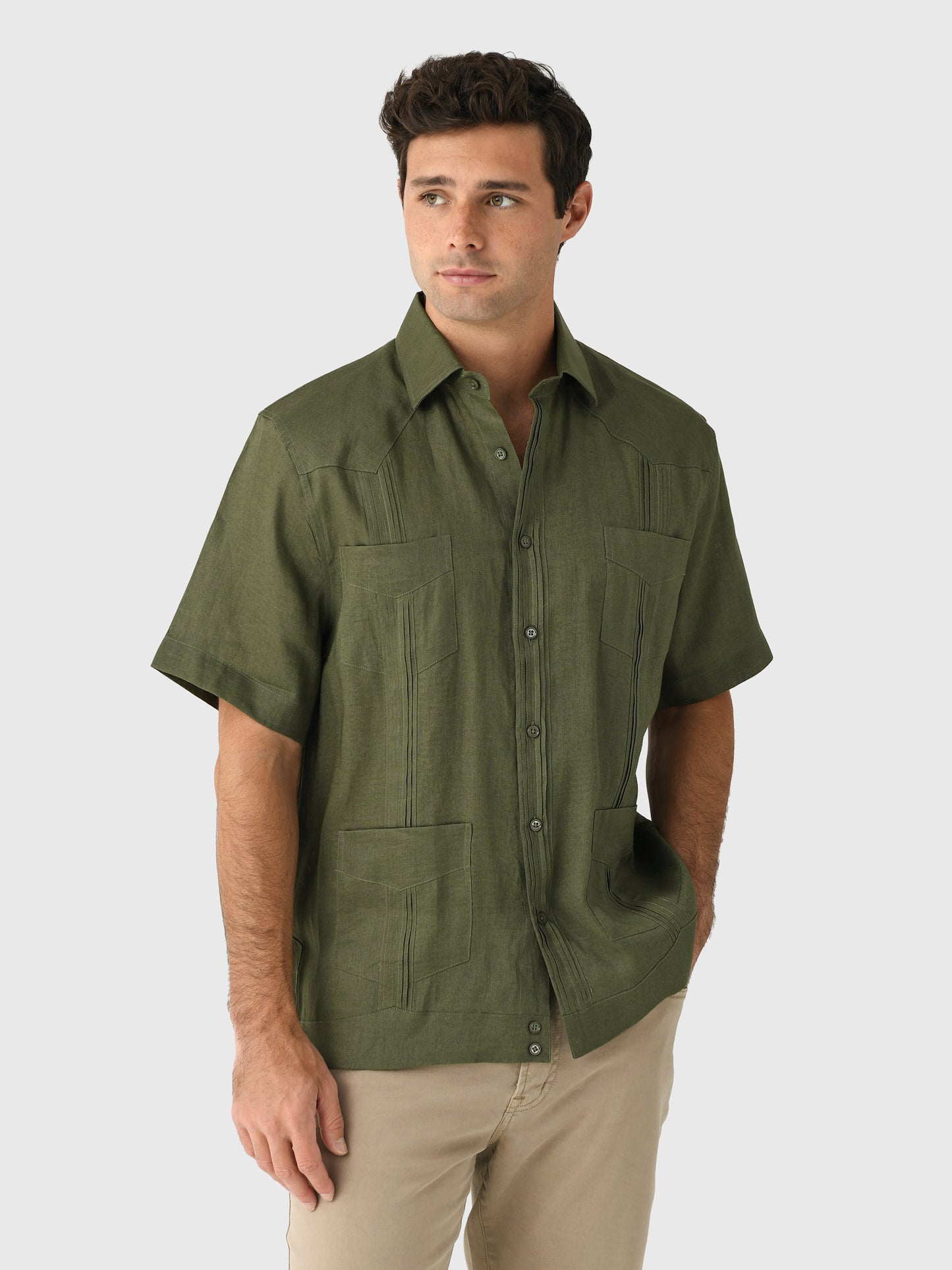 Centuria Men's Short Sleeve Linen Guayabera Shirt - Saint Bernard