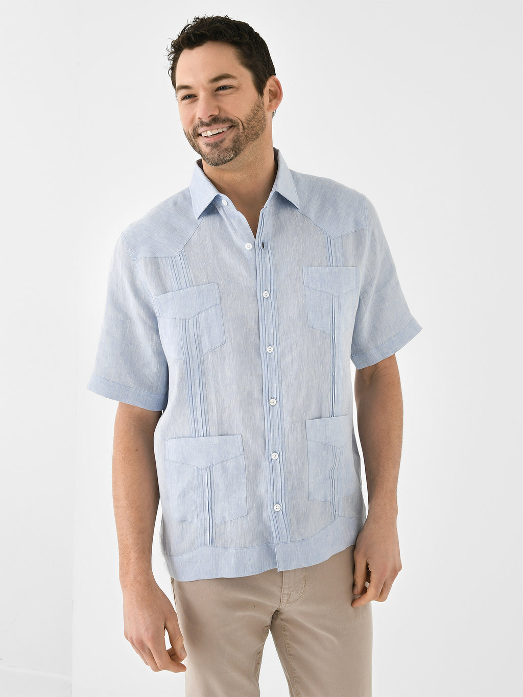 Centuria Men's Short Sleeve Linen Guayabera Shirt - Saint Bernard