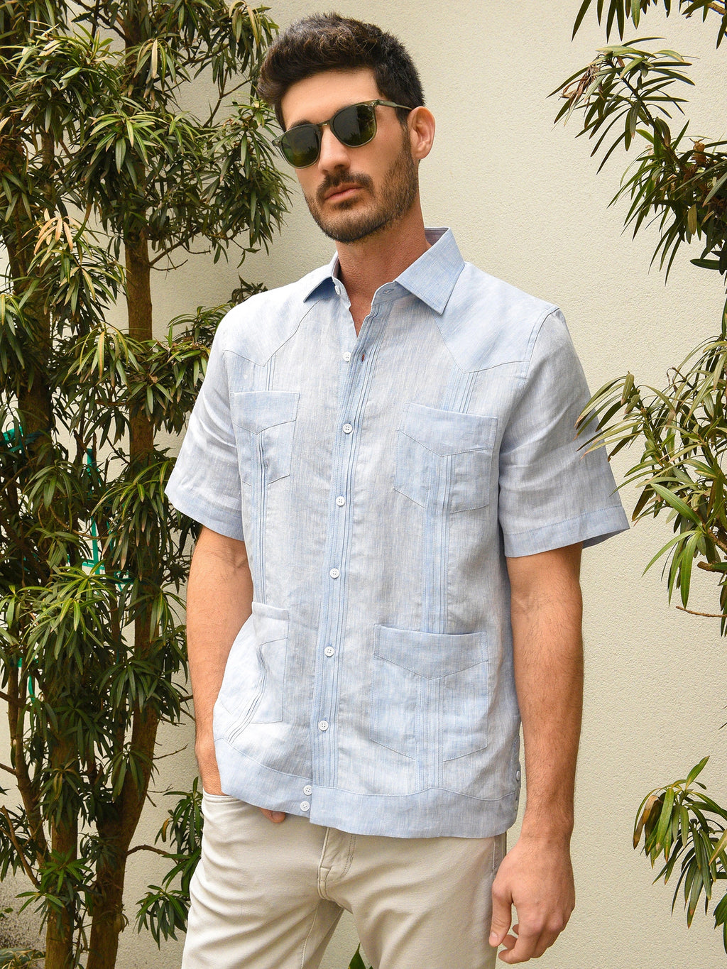 Centuria Men's Short Sleeve Linen Guayabera Shirt - Saint Bernard
