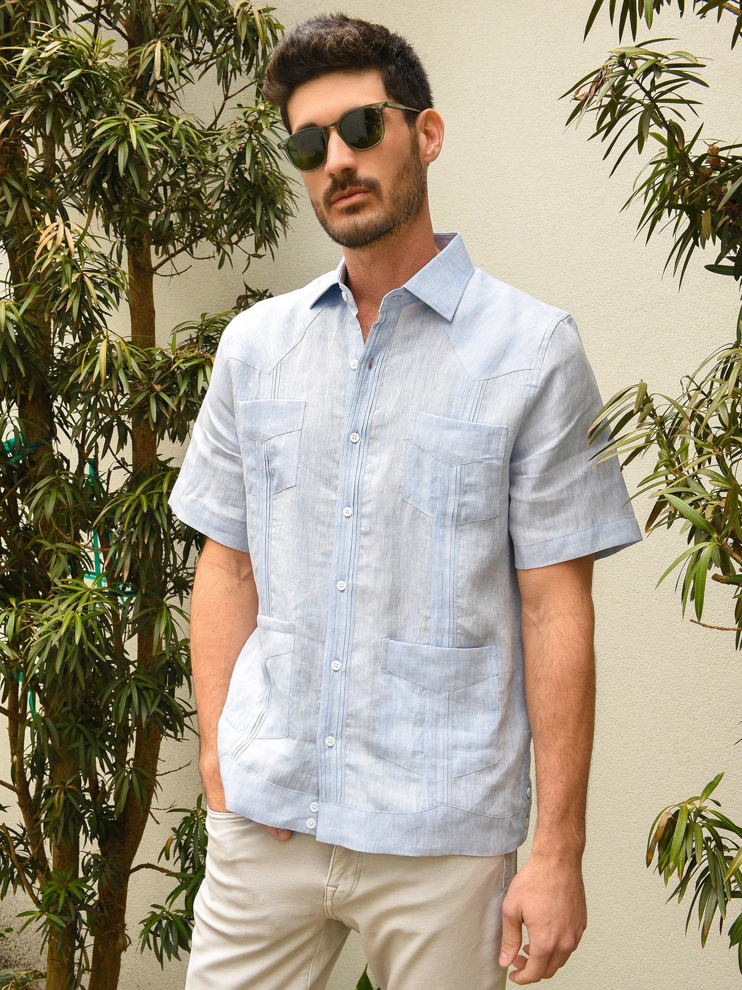 Centuria Men's Short Sleeve Linen Guayabera Shirt - Saint Bernard