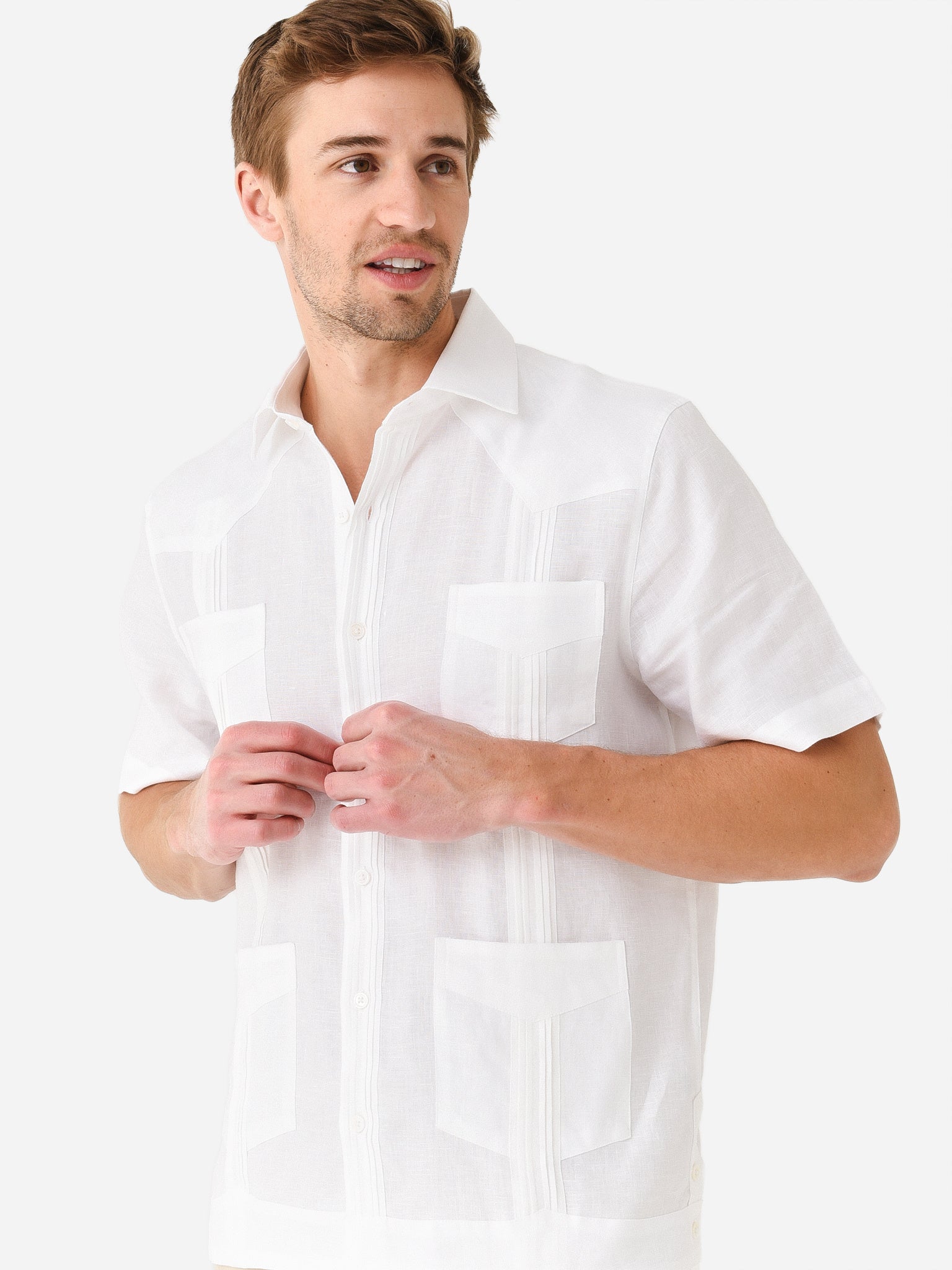 Centuria Men's Short Sleeve Linen Guayabera Shirt - Saint Bernard