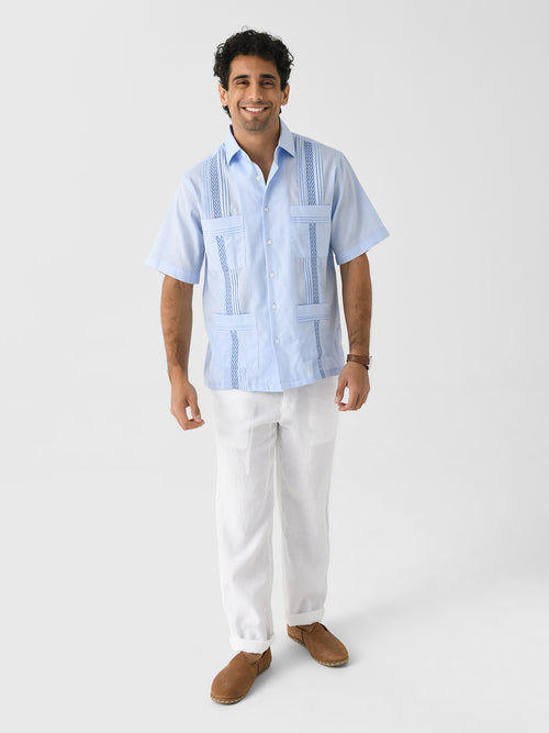 Centuria Men's Short Sleeve Cotton Piqué Guayabera Shirt