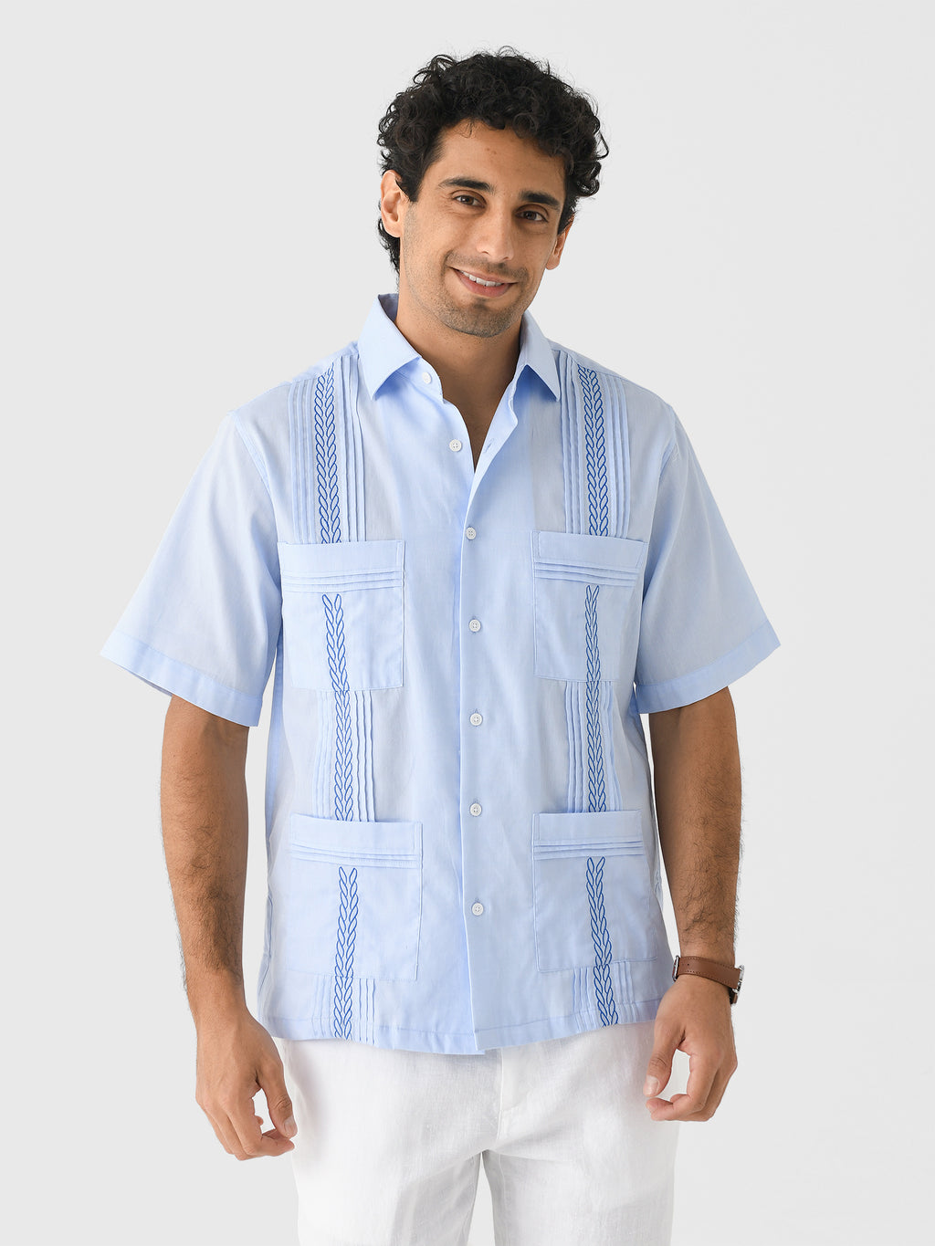 Centuria Men's Short Sleeve Cotton Piqué Guayabera Shirt - Saint Bernard