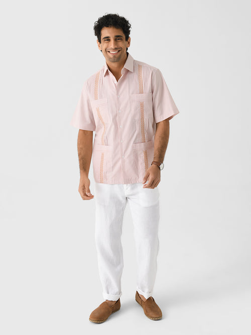 Centuria Men's Short Sleeve Mini Check Guayabera Shirt