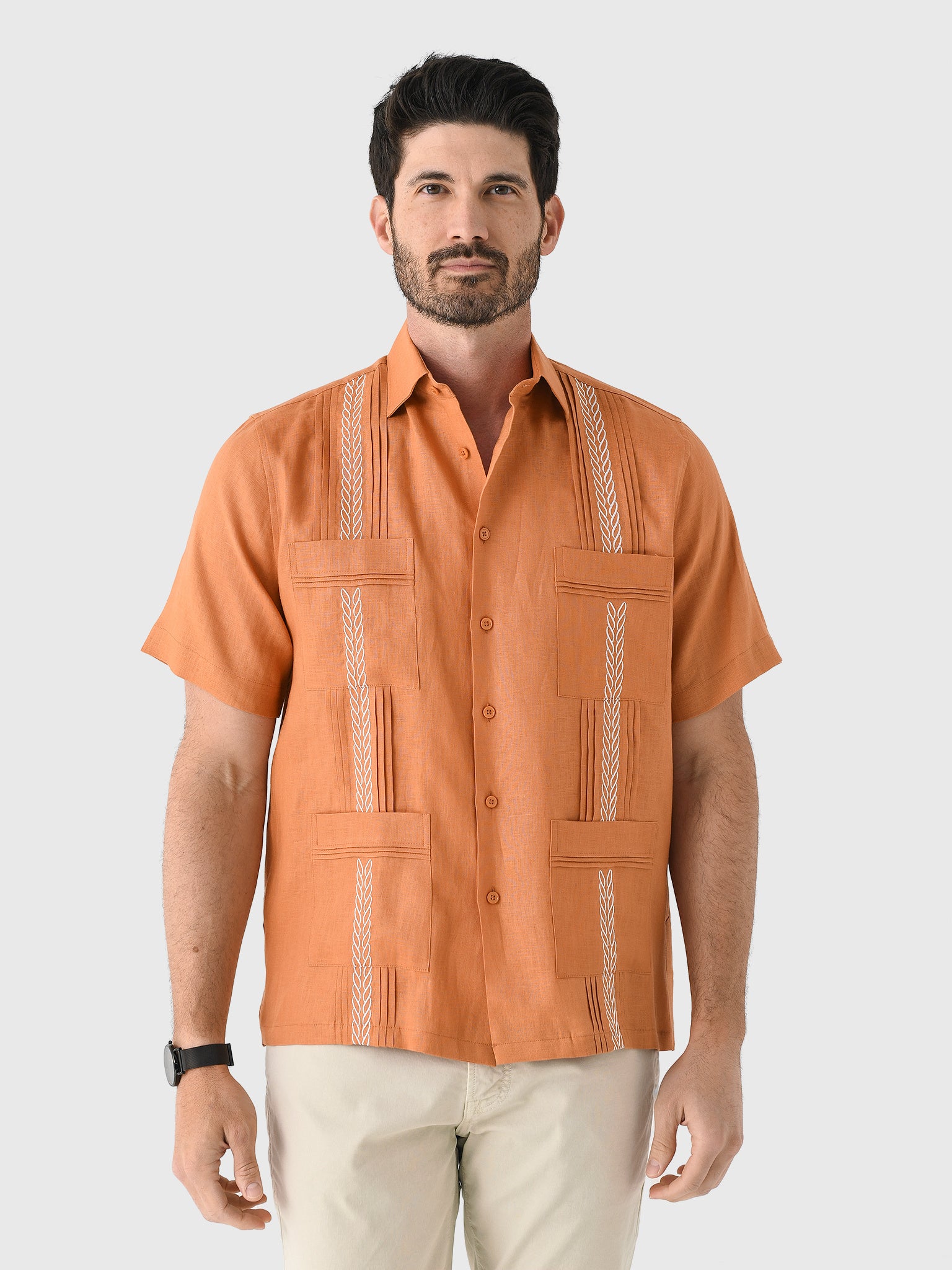 Centuria Men's Short Sleeve Linen Guayabera Shirt - Saint Bernard