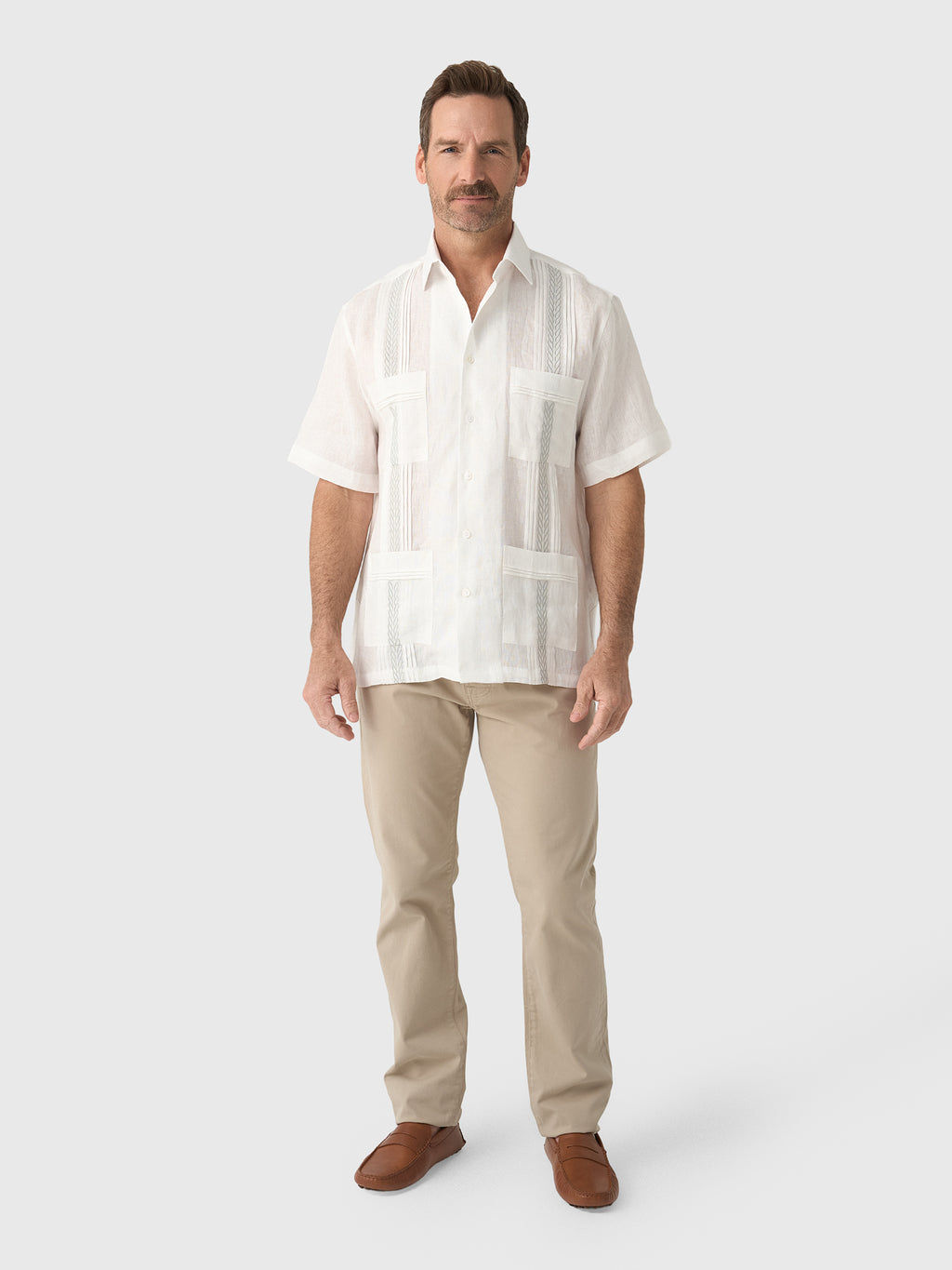 Centuria Men's Short Sleeve Linen Guayabera Shirt - Saint Bernard