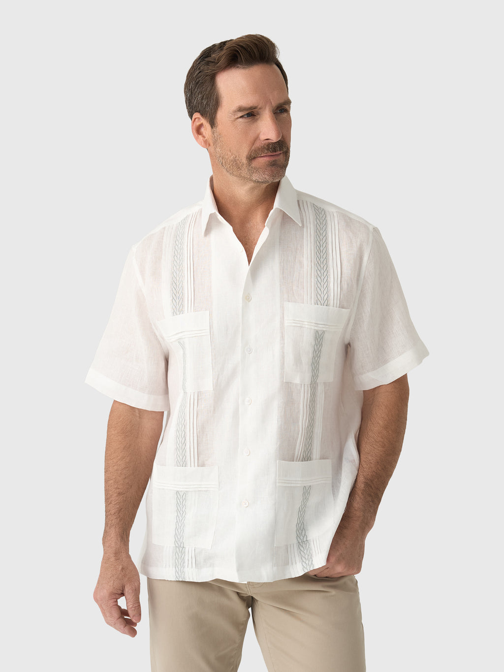 Centuria Men's Short Sleeve Linen Guayabera Shirt - Saint Bernard