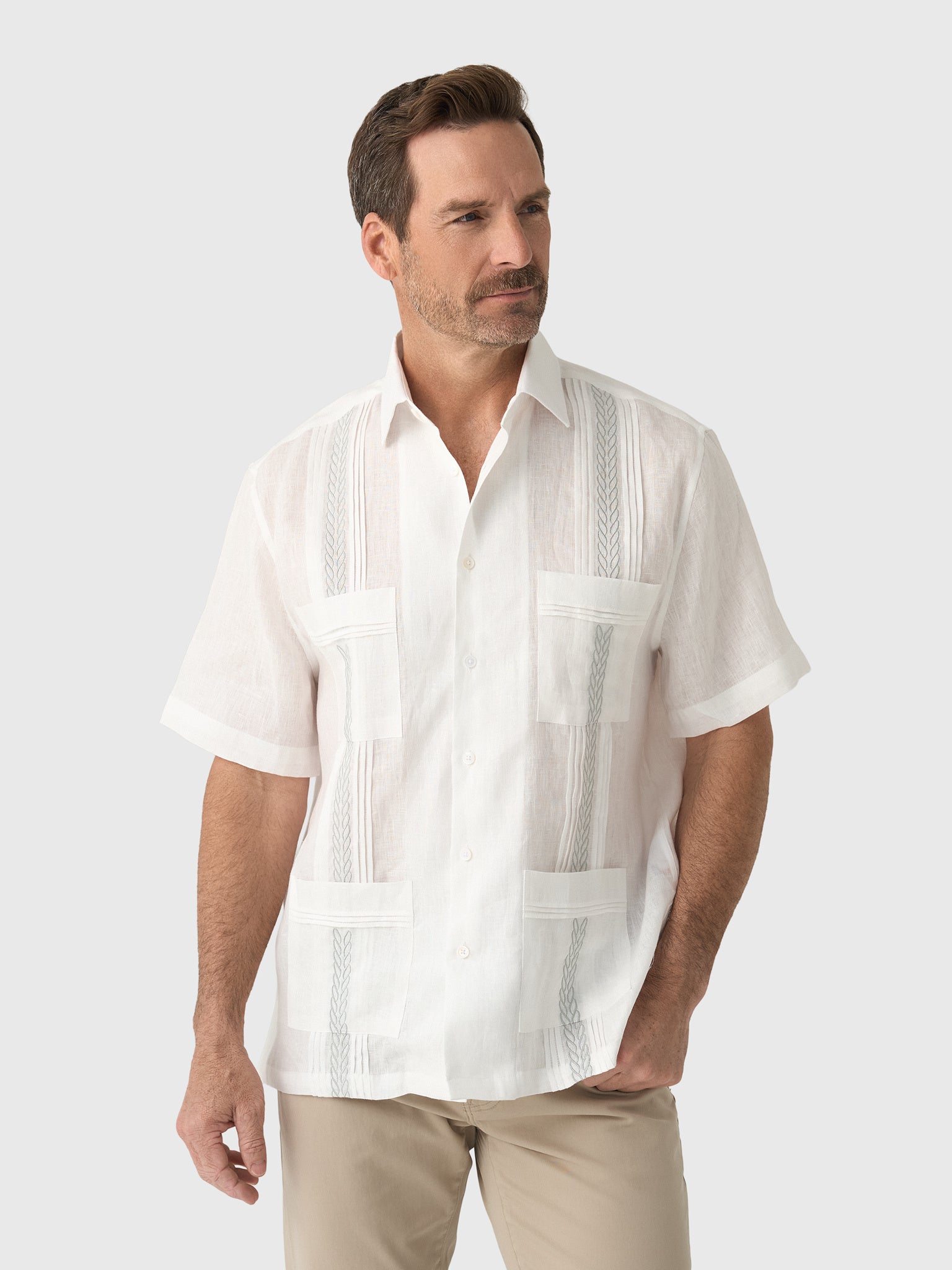 Centuria Men's Short Sleeve Linen Guayabera Shirt - Saint Bernard
