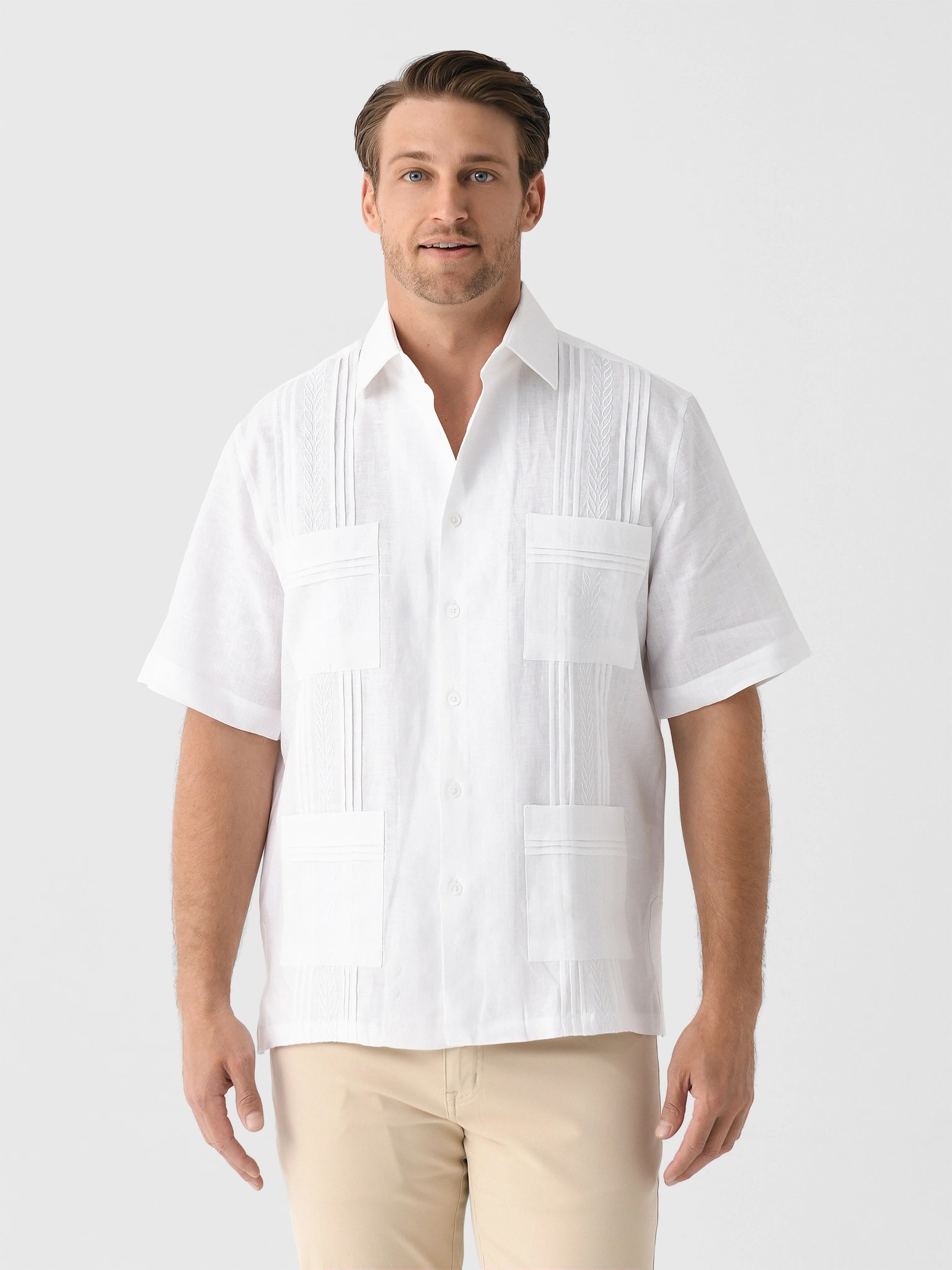Centuria Men's Short Sleeve Linen Guayabera Shirt - Saint Bernard