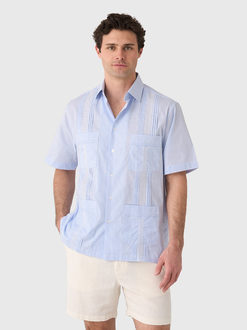 Centuria Men's Short Sleeve Cotton Check Guayabera Shirt