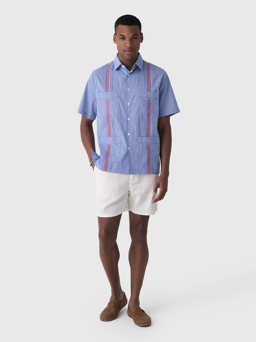 Centuria Men's Short Sleeve Cotton Gingham Guayabera Shirt