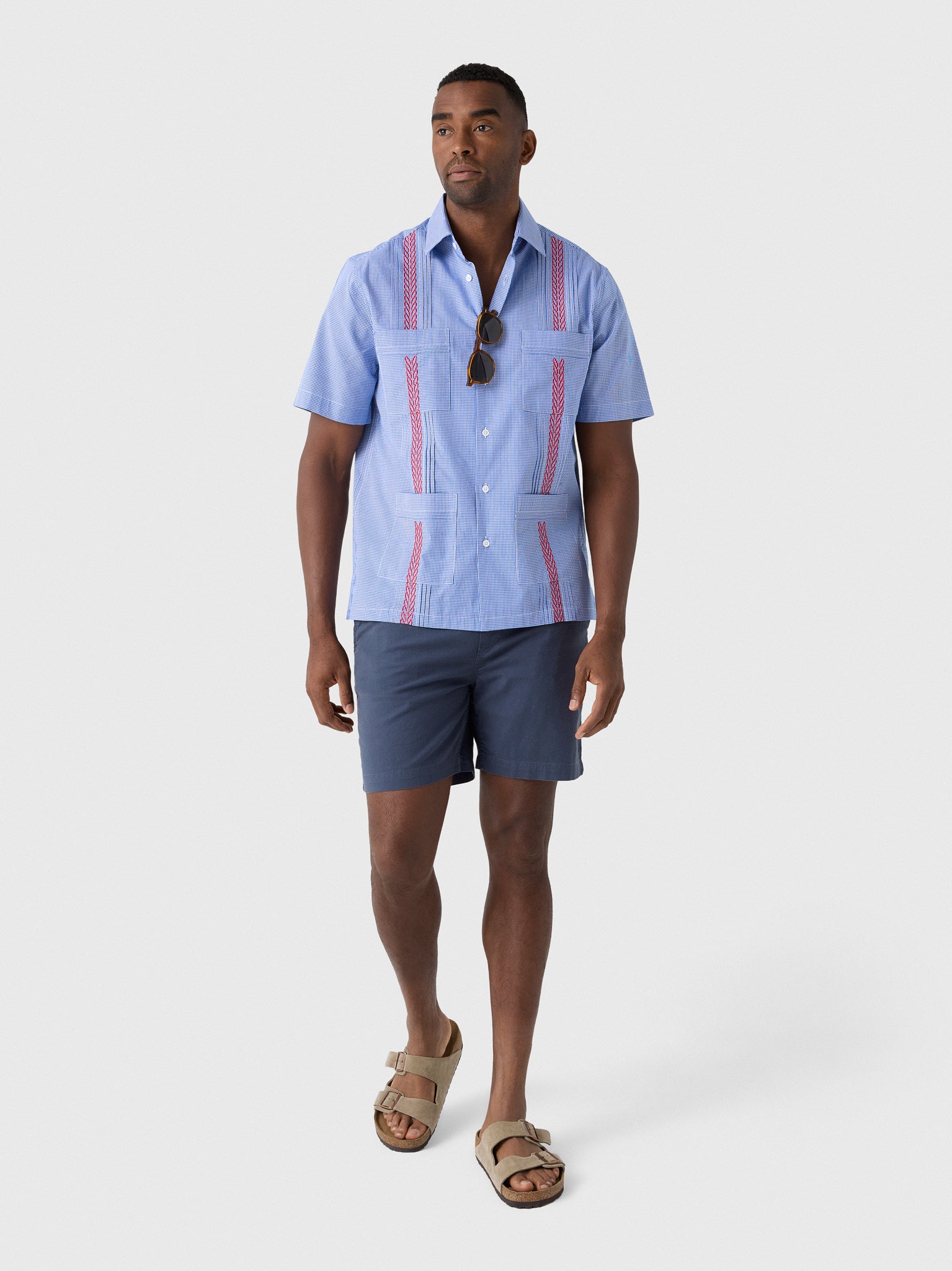 Centuria Men's Short Sleeve Cotton Gingham Guayabera Shirt - Saint Bernard