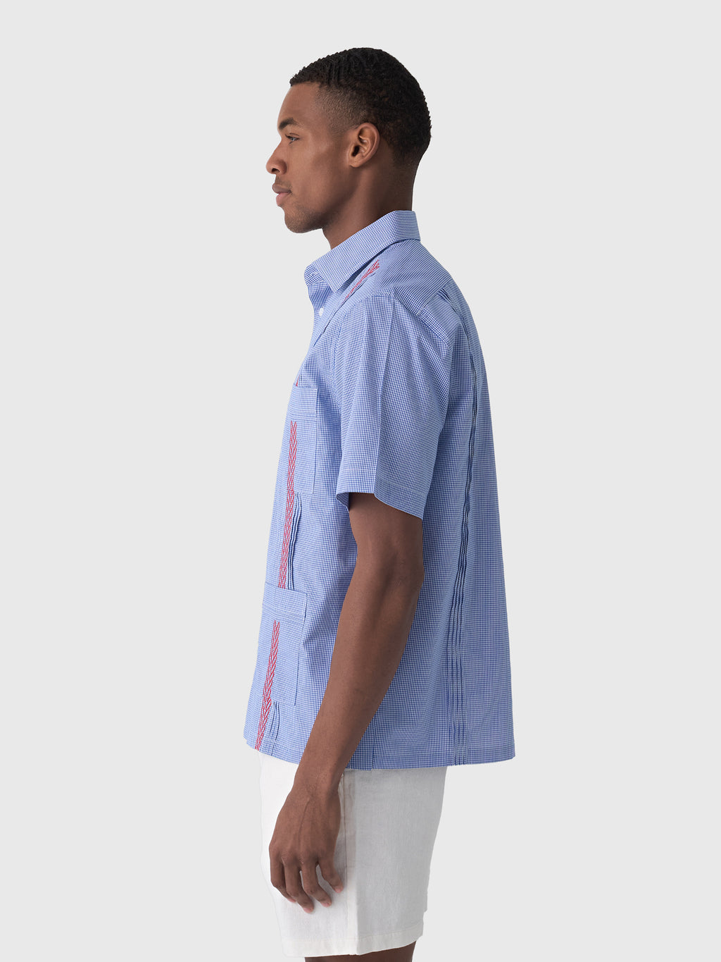 Centuria Men's Short Sleeve Cotton Gingham Guayabera Shirt - Saint Bernard
