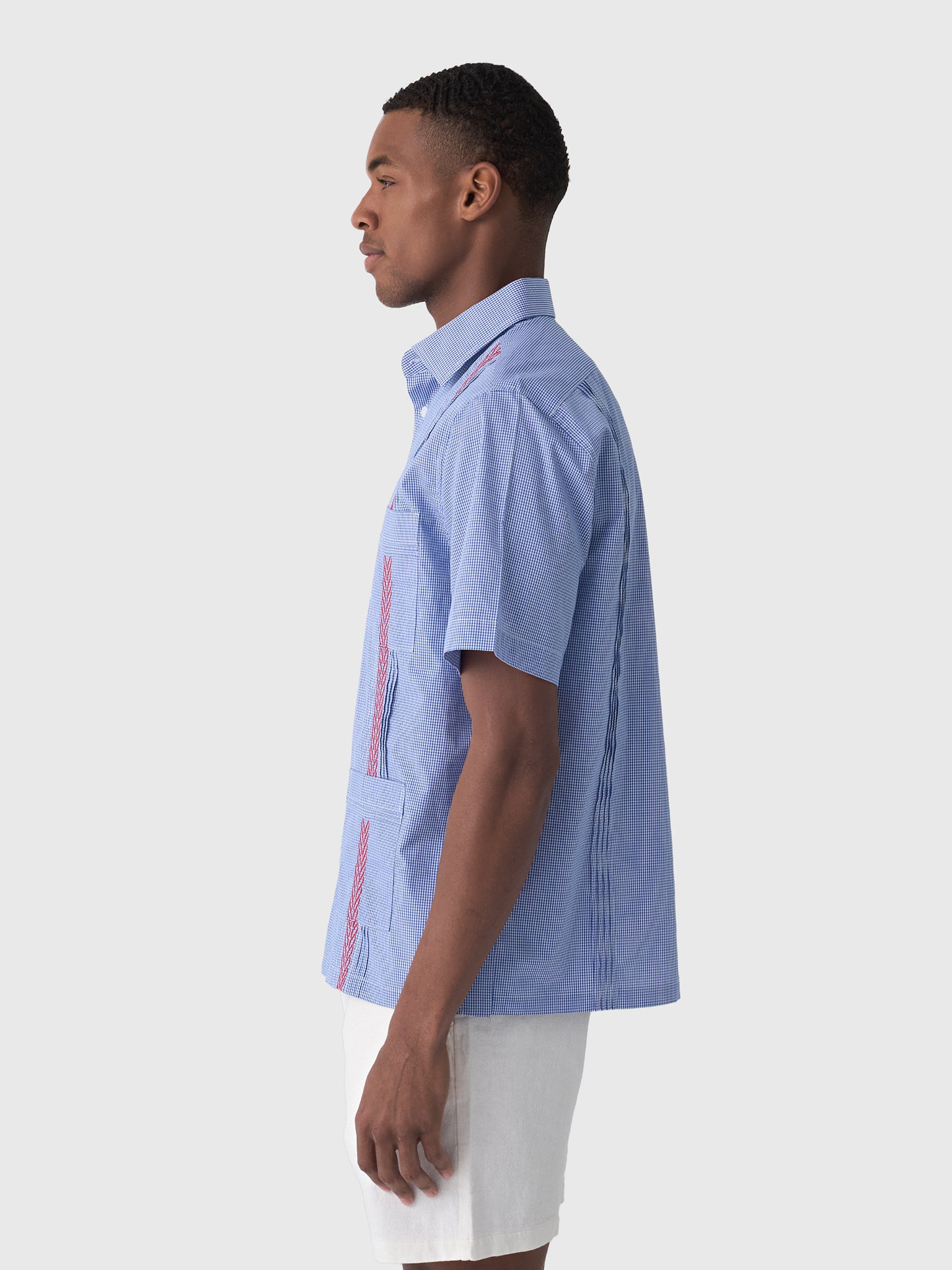 Centuria Men's Short Sleeve Cotton Gingham Guayabera Shirt - Saint Bernard