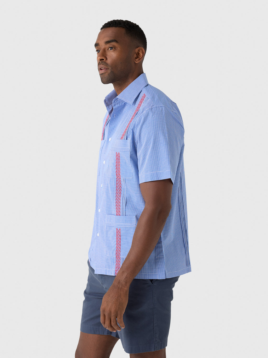 Centuria Men's Short Sleeve Cotton Gingham Guayabera Shirt - Saint Bernard