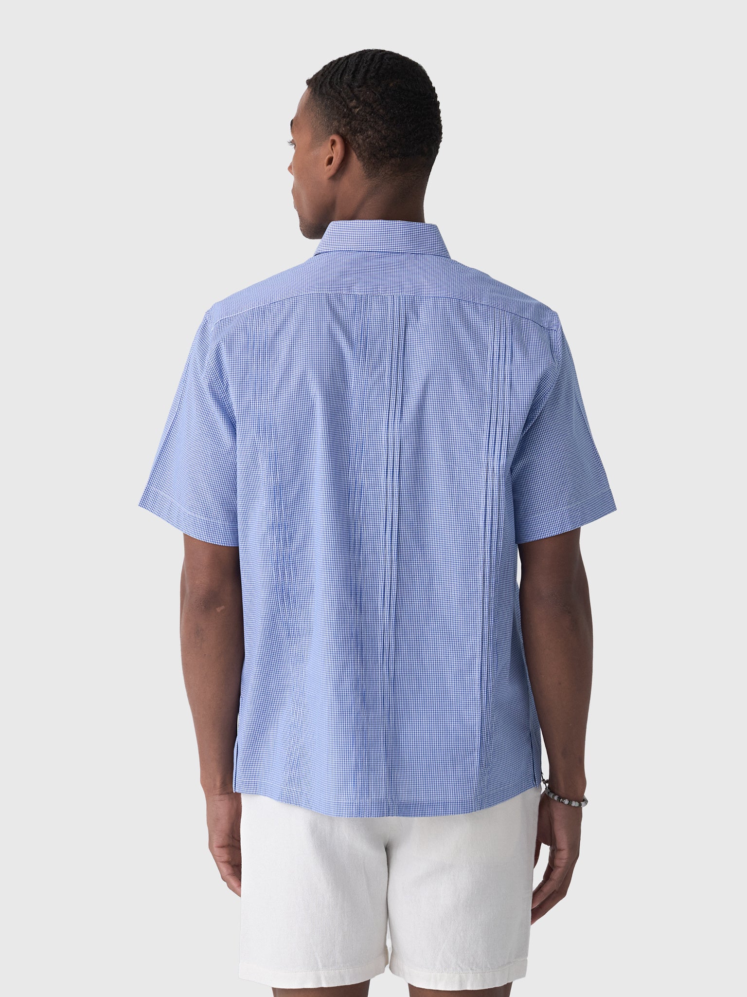 Centuria Men's Short Sleeve Cotton Gingham Guayabera Shirt - Saint Bernard