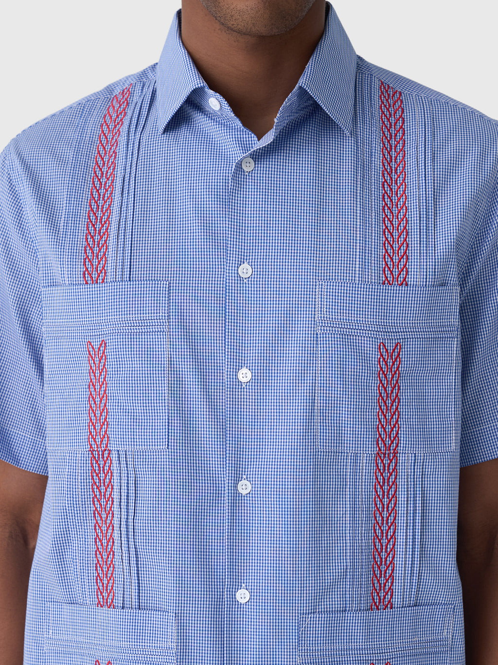 Centuria Men's Short Sleeve Cotton Gingham Guayabera Shirt - Saint Bernard