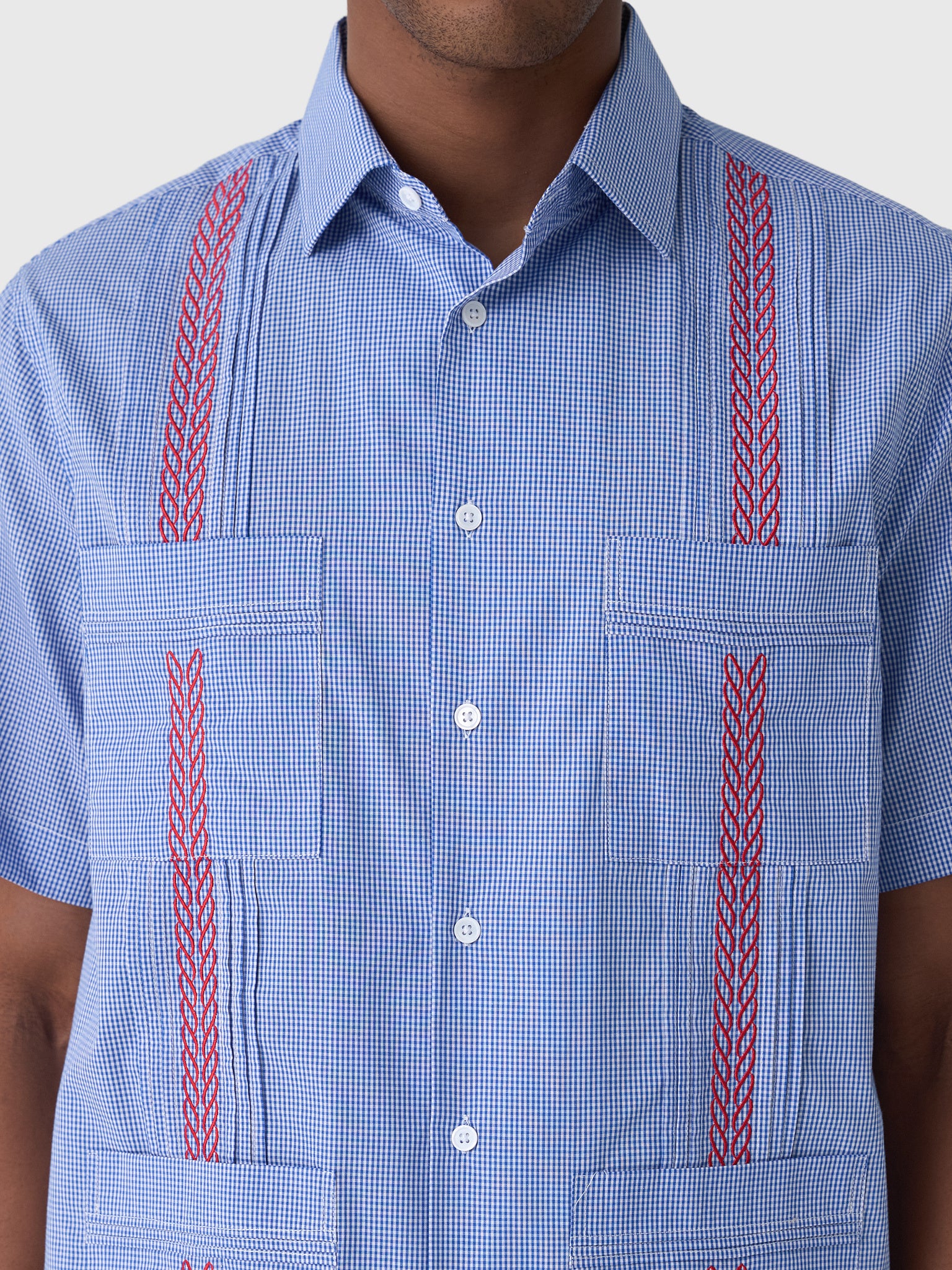 Centuria Men's Short Sleeve Cotton Gingham Guayabera Shirt - Saint Bernard