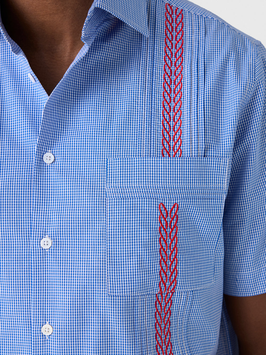 Centuria Men's Short Sleeve Cotton Gingham Guayabera Shirt - Saint Bernard