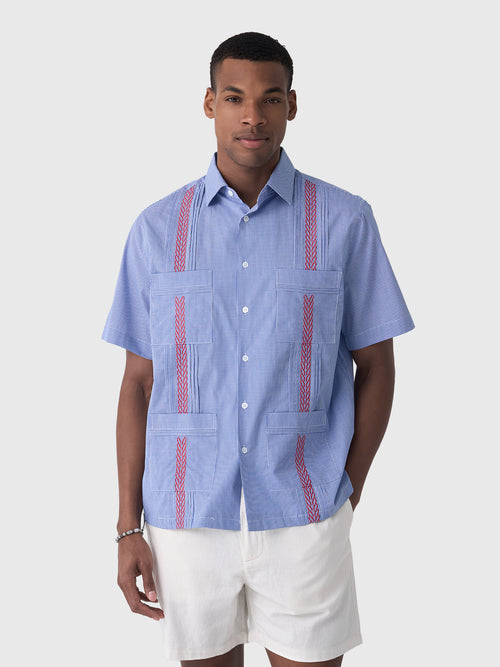 Centuria Men's Short Sleeve Cotton Gingham Guayabera Shirt