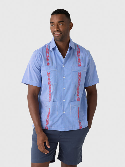 Centuria Men's Short Sleeve Cotton Gingham Guayabera Shirt