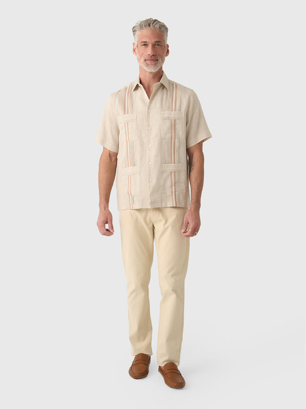 Centuria Men's Short Sleeve Linen Guayabera Shirt - Saint Bernard