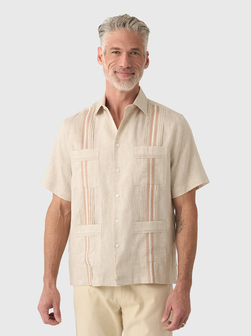 Centuria Men's Short Sleeve Linen Guayabera Shirt