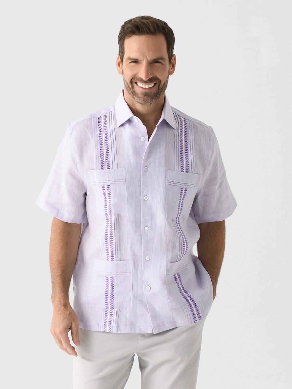 Centuria Men's Short Sleeve Linen Guayabera Shirt - Saint Bernard