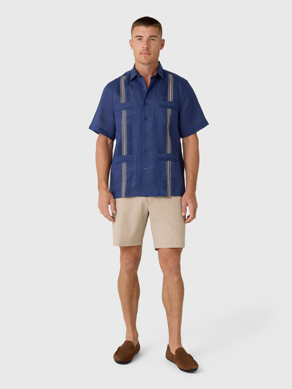 Centuria Men's Short Sleeve Linen Guayabera Shirt - Saint Bernard