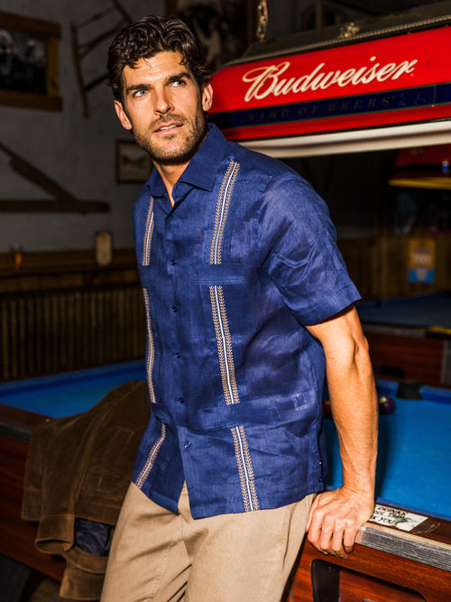 Centuria Men's Short Sleeve Linen Guayabera Shirt - Saint Bernard