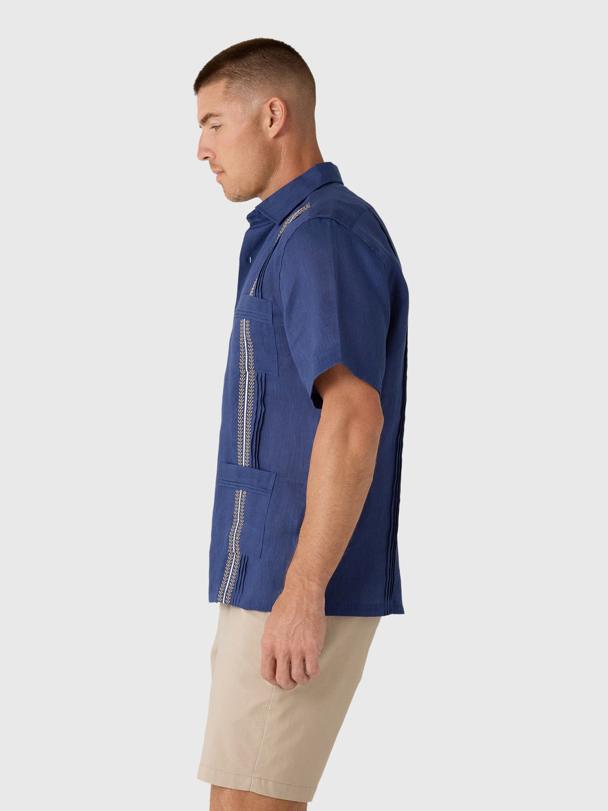 Centuria Men's Short Sleeve Linen Guayabera Shirt - Saint Bernard
