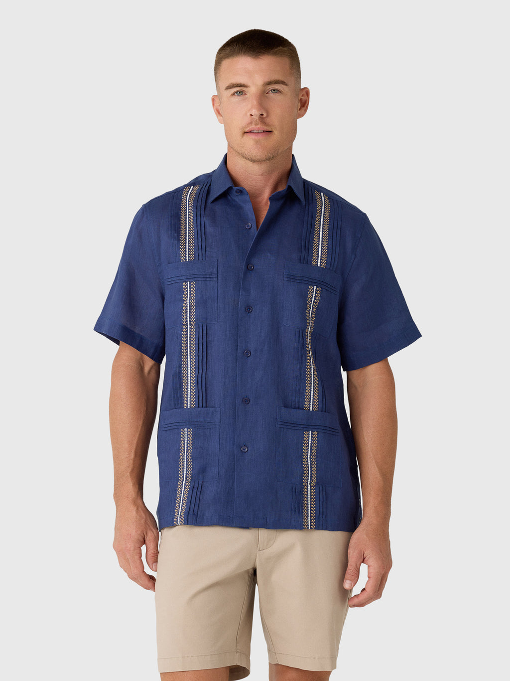 Centuria Men's Short Sleeve Linen Guayabera Shirt - Saint Bernard