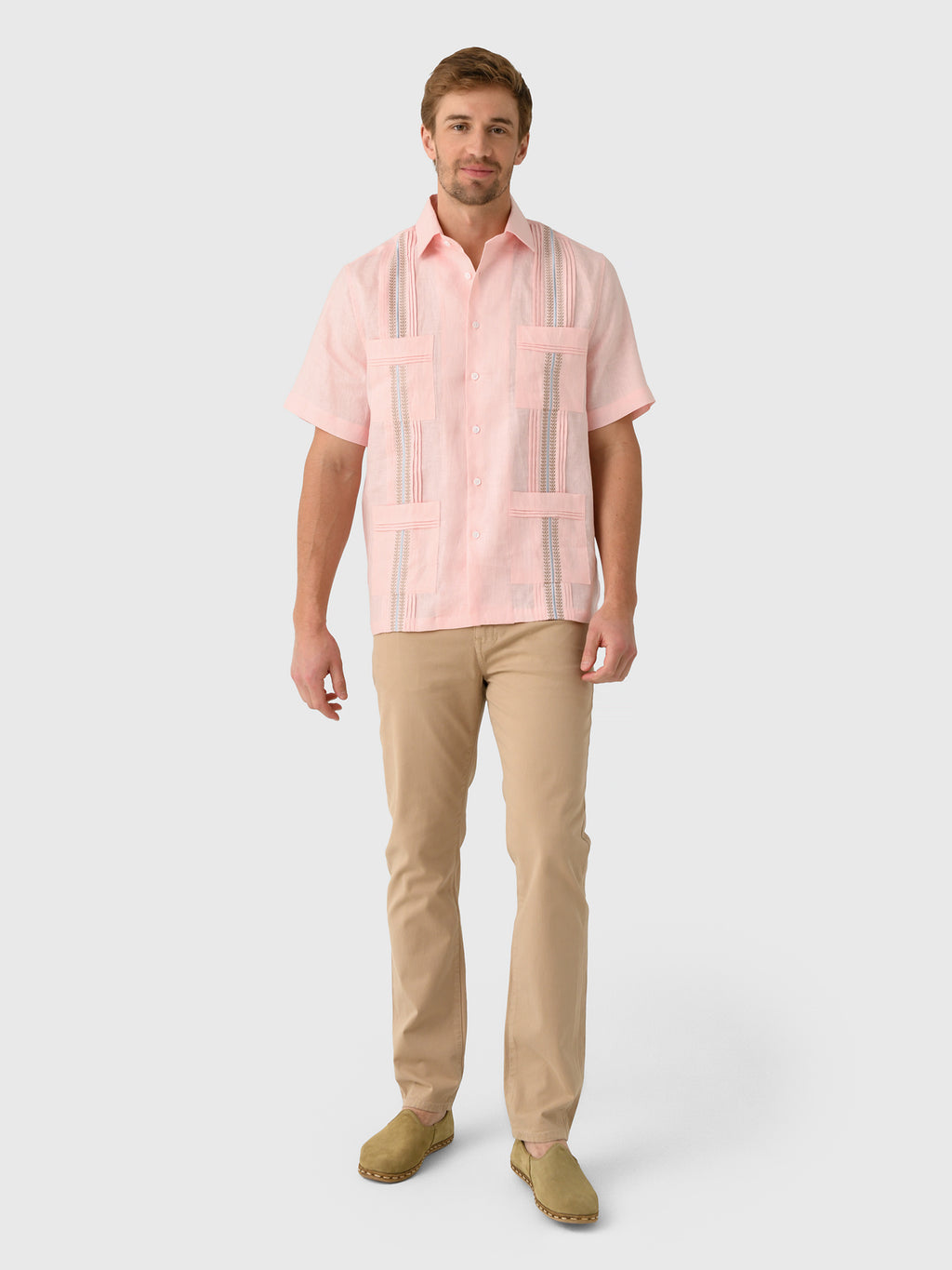 Centuria Men's Short Sleeve Linen Guayabera Shirt - Saint Bernard