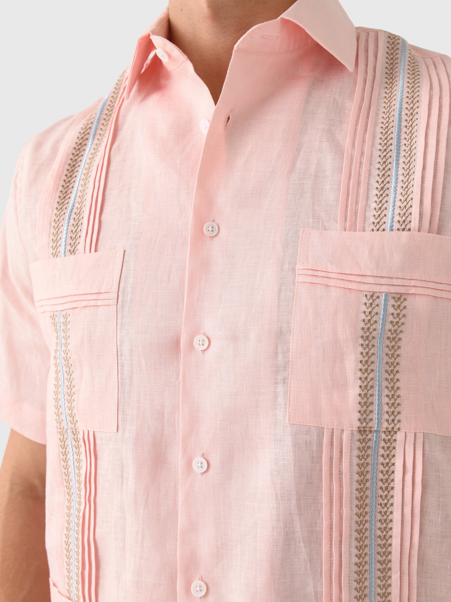 Centuria Men's Short Sleeve Linen Guayabera Shirt - Saint Bernard