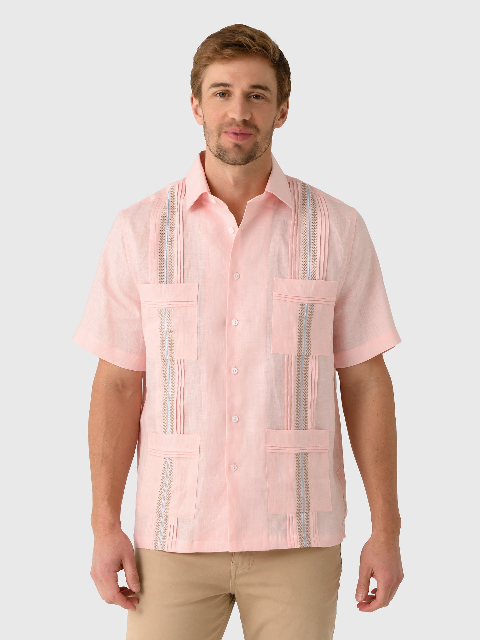 Centuria Men's Short Sleeve Linen Guayabera Shirt - Saint Bernard