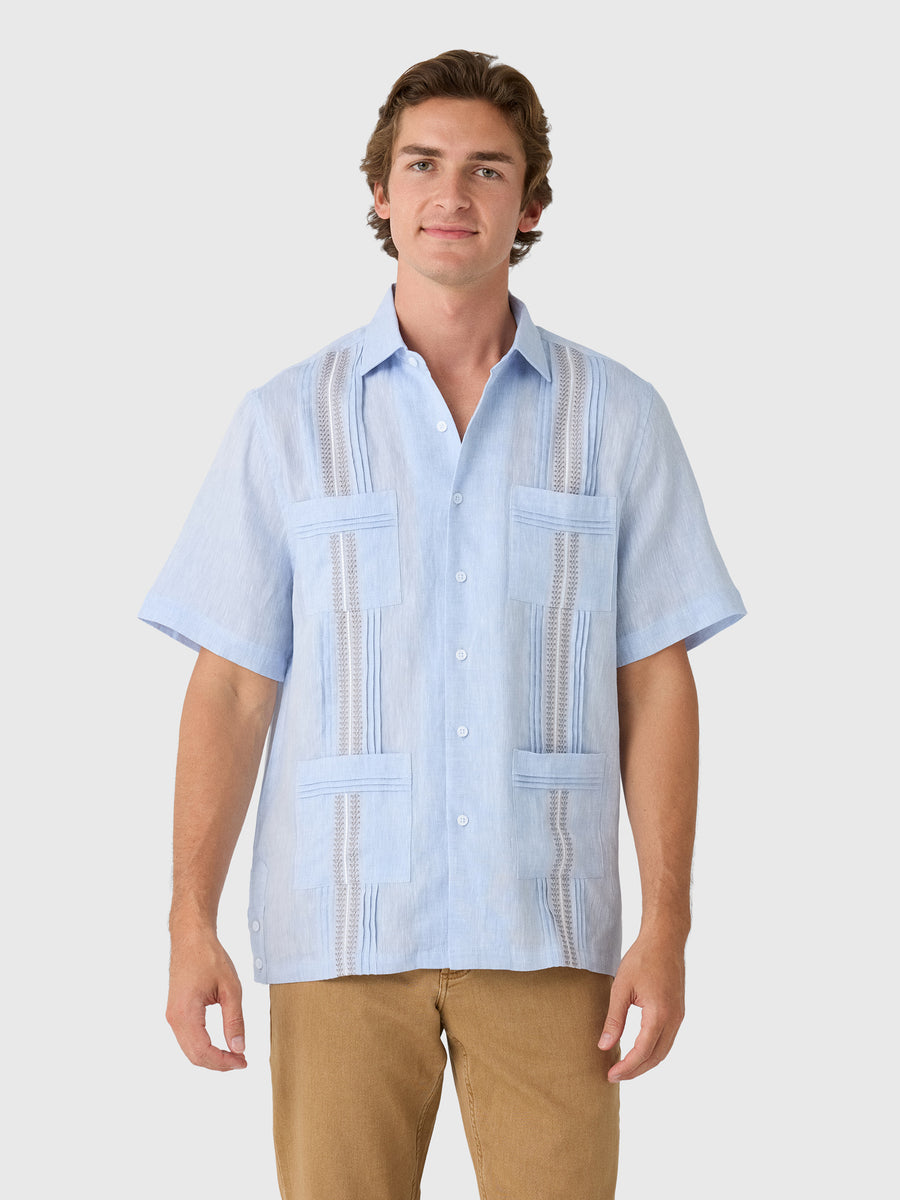 Centuria Men's Short Sleeve Linen Guayabera Shirt - Saint Bernard