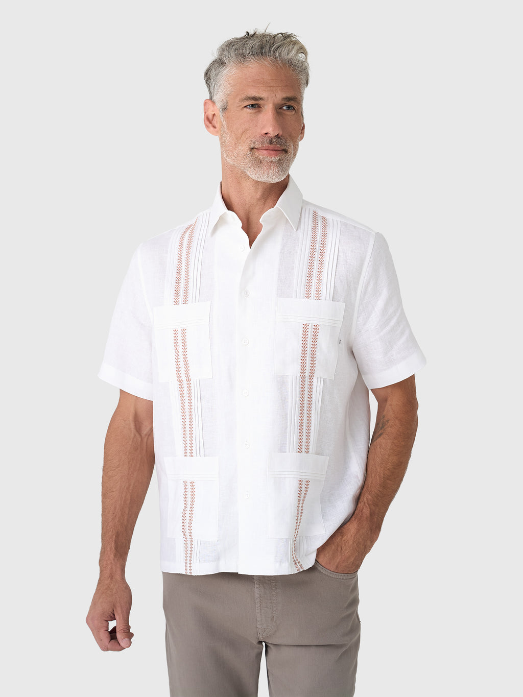 Centuria Men's Short Sleeve Linen Guayabera Shirt - Saint Bernard