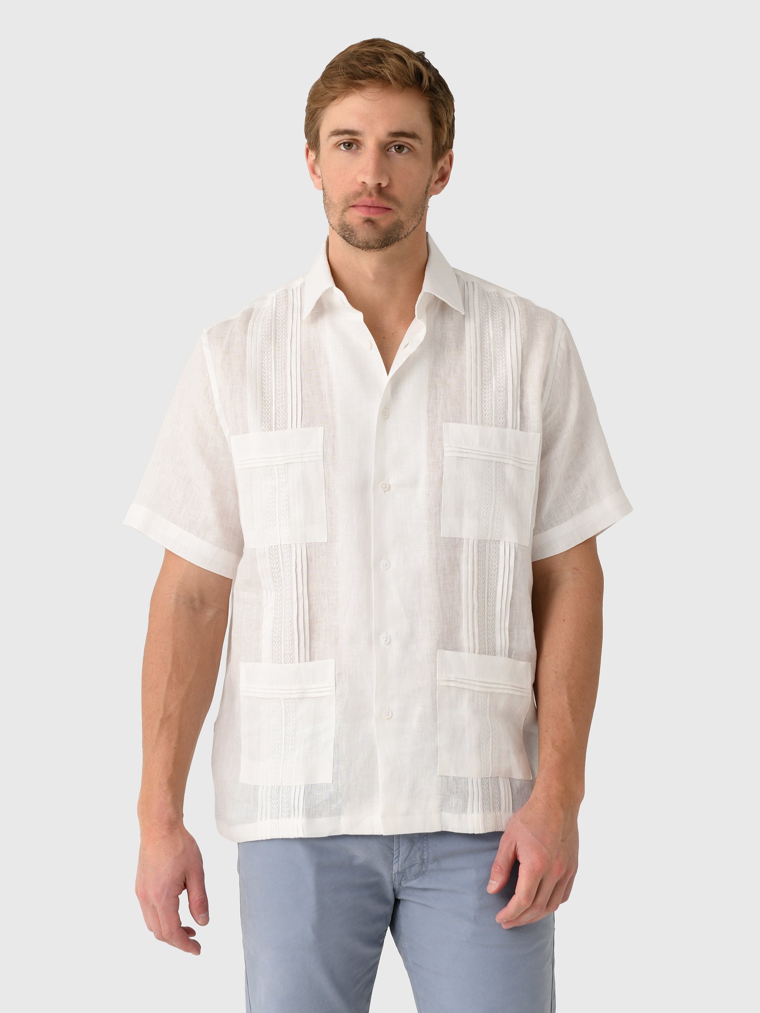 Centuria Men's Short Sleeve Linen Guayabera Shirt - Saint Bernard