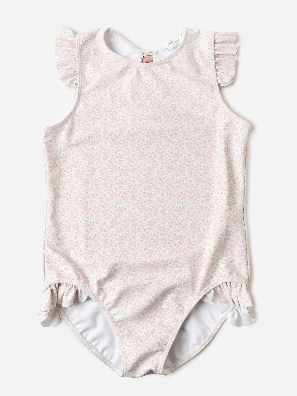 Minnow Girls' Ruffle Sleeve Rashguard One-Piece Swimsuit - Saint Bernard