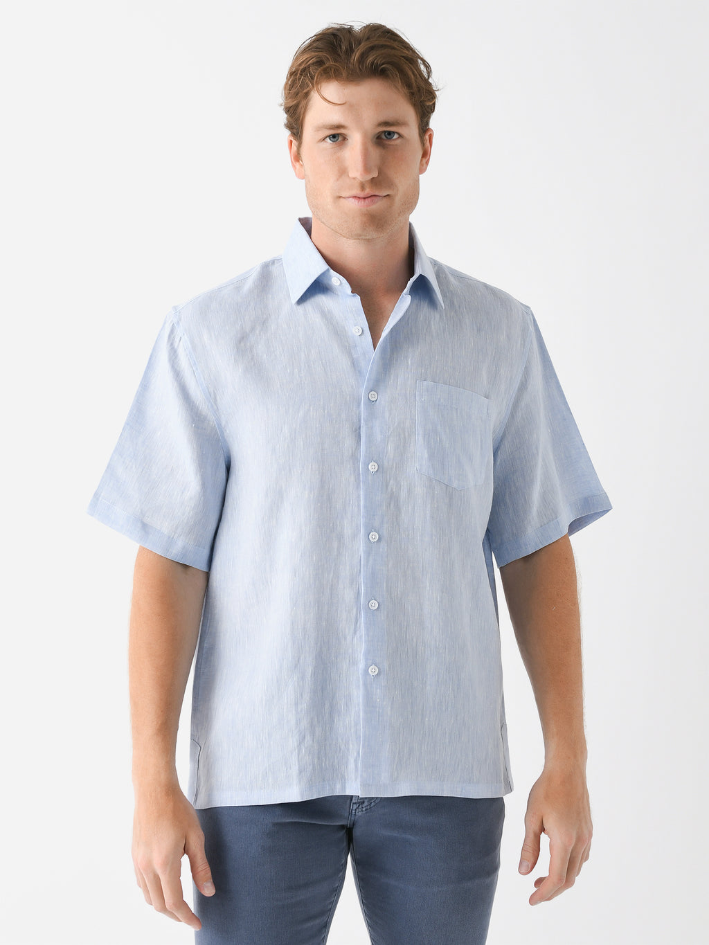 Centuria Men's Short Sleeve Camp Linen Shirt - Saint Bernard