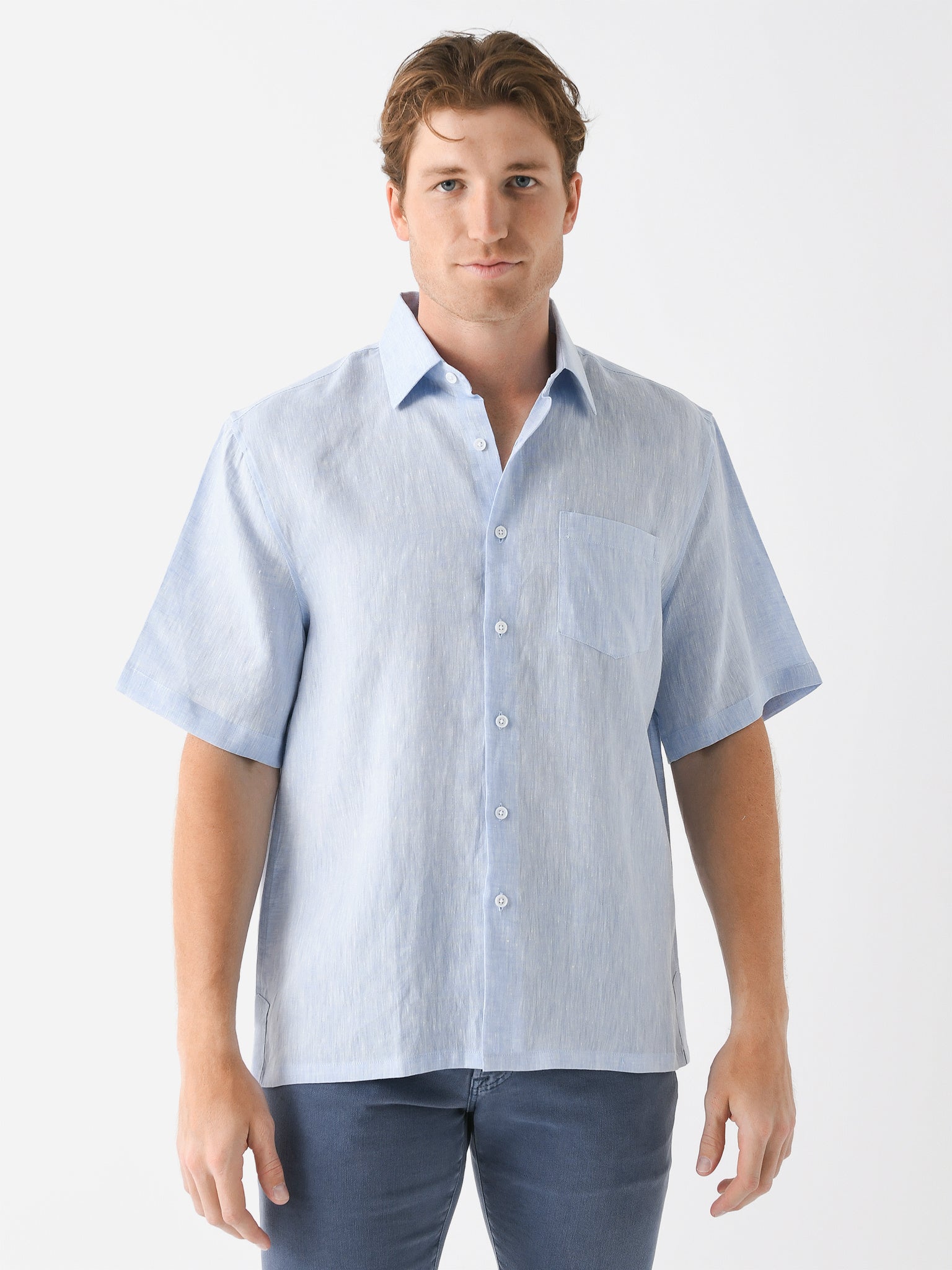 Centuria Men's Short Sleeve Camp Linen Shirt - Saint Bernard