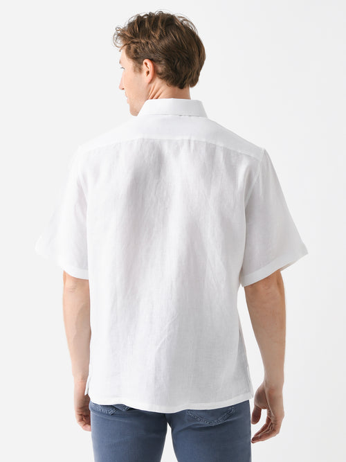 Centuria Men's Short Sleeve Camp Linen Shirt